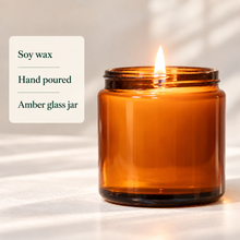Load image into Gallery viewer, Classic soy wax, hand poured in an amber glass jar